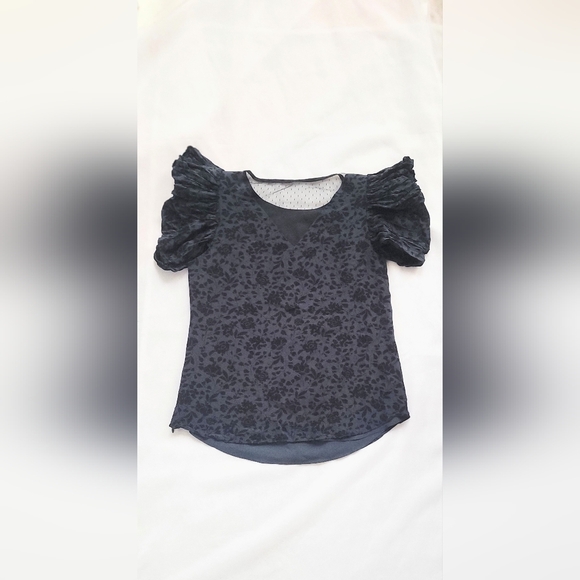 NWOT! Joie Puff Sleeve Midnight Blue Women's Spring Floral Print Lace Top Small - Picture 7 of 8